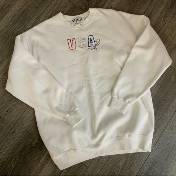 TALK OF THE WALK / AC White Sweatshirt U.S.A Sz Large - Picture 5 of 8